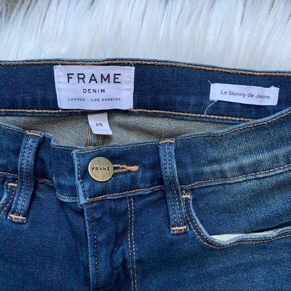 Frame Denim Le Skinny De Jeanne Frayed Triangle-Hem Jeans Size 25 - Picture 4 of 12